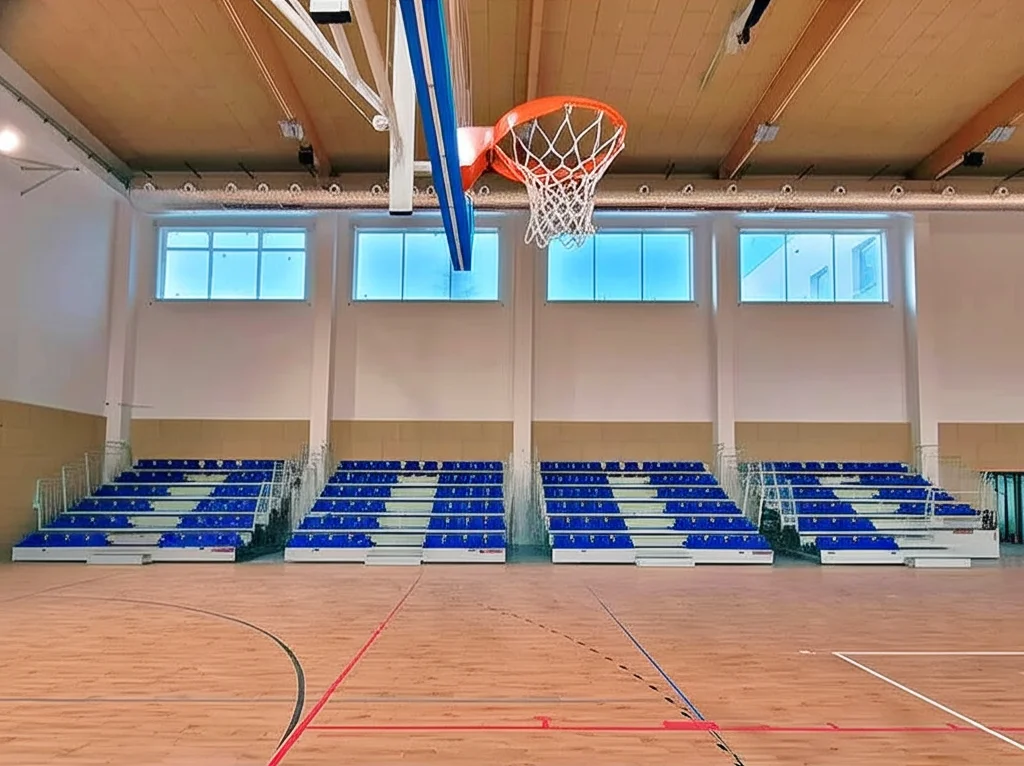 Фото мобильных трибун в спортивном зале